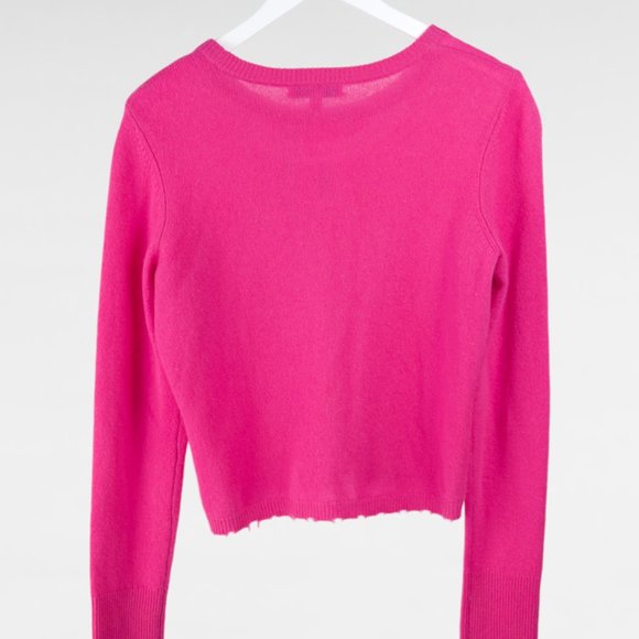 Intermix Valencia Pink Distressed Cashmere Sweater - Picture 4 of 8